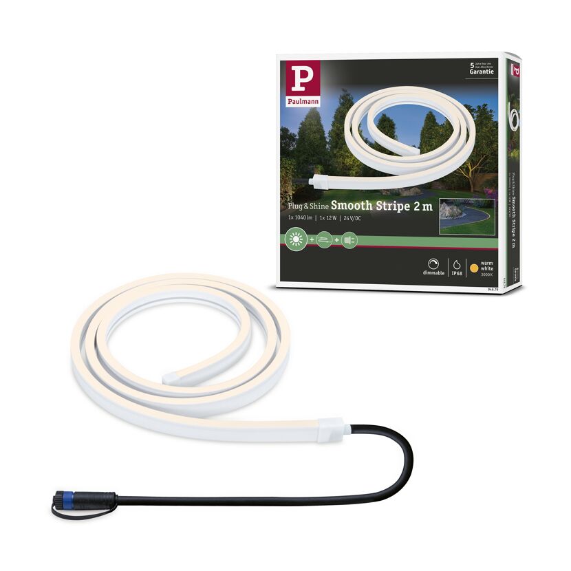 Outdoor LED-Strip 'Plug & Shine Smooth Warmweiß' 2 m 12 W weiß