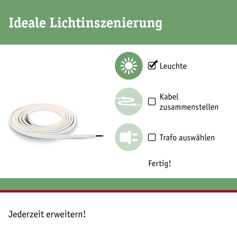 Outdoor LED-Strip 'Plug & Shine Smooth Warmweiß' 5 m 11 W weiß