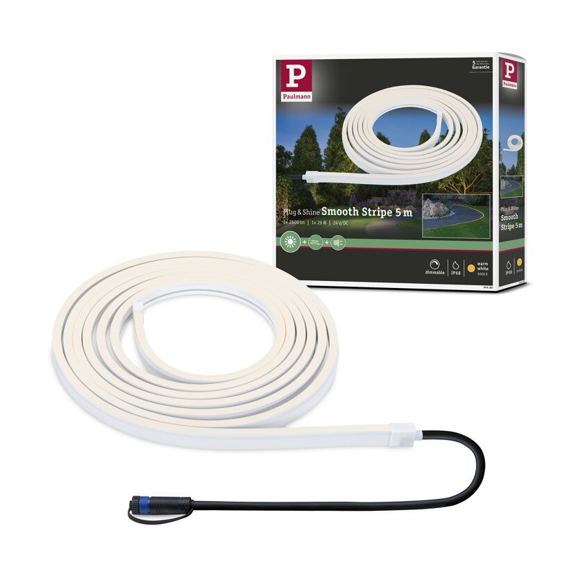 Outdoor LED-Strip 'Plug & Shine Smooth Warmweiß' 5 m 11 W weiß