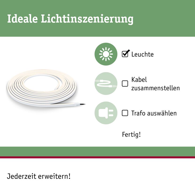 Outdoor LED-Strip 'Plug & Shine Smooth Warmweiß' 10 m 46 W weiß