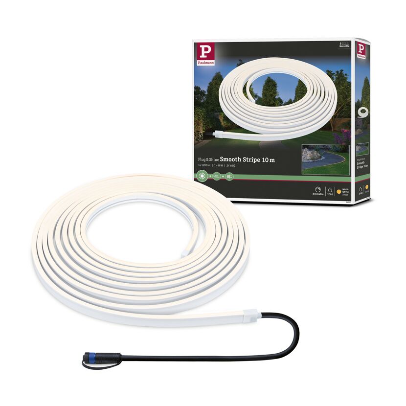 Outdoor LED-Strip 'Plug & Shine Smooth Warmweiß' 10 m 46 W weiß
