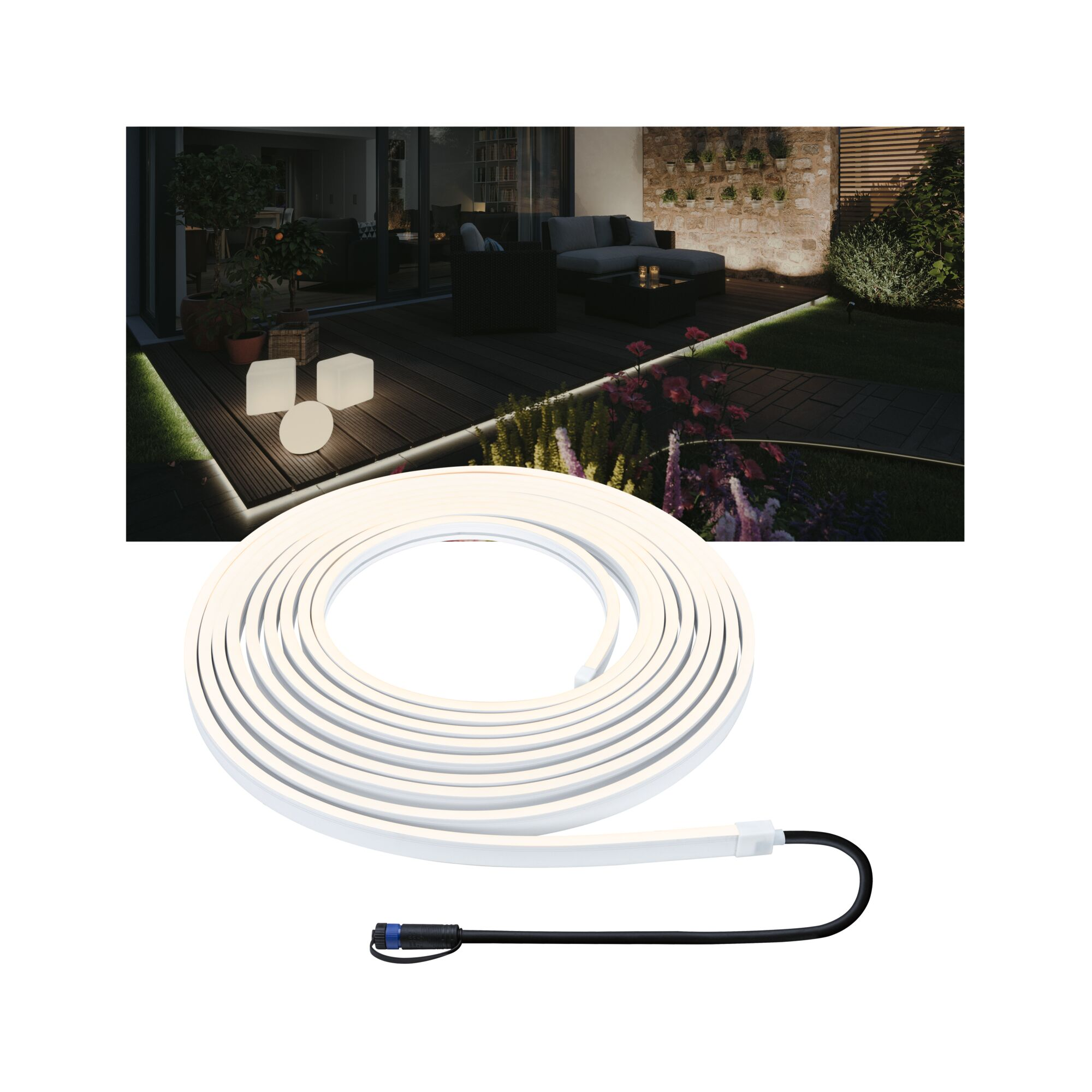 Outdoor LED-Strip 'Plug & Shine Smooth Warmweiß' 10 m 46 W weiß + product picture