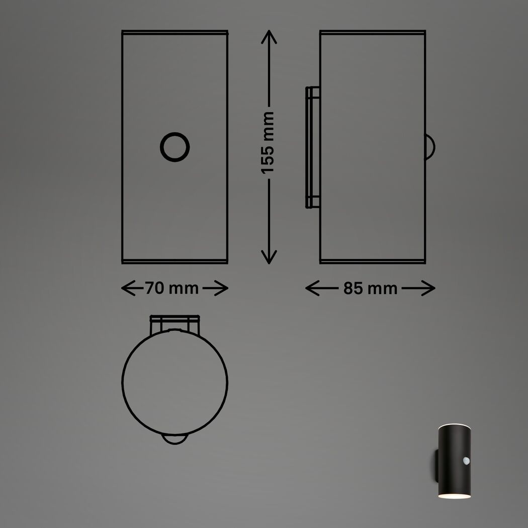 LED-Außenwandleuchte 'Lima' mit Bewegungssensor 700 lm warmweiß IP 44 7 x 15,5 x 8,5 cm
