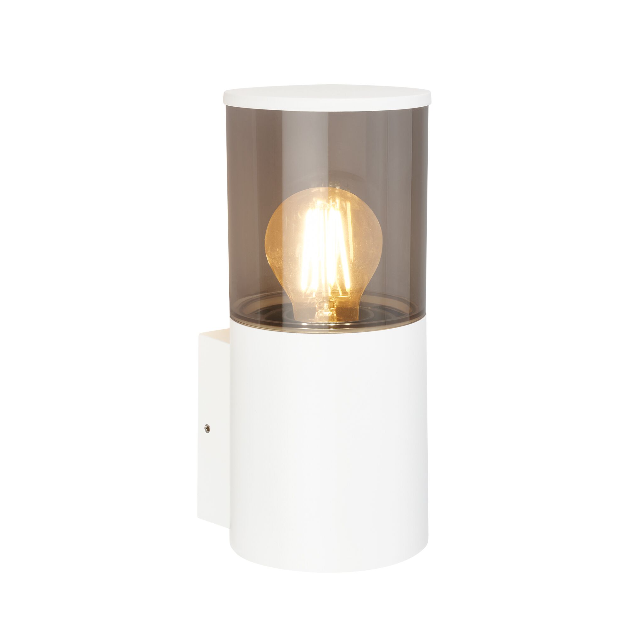 Weiße Außenwandleuchte mit Glühbirne