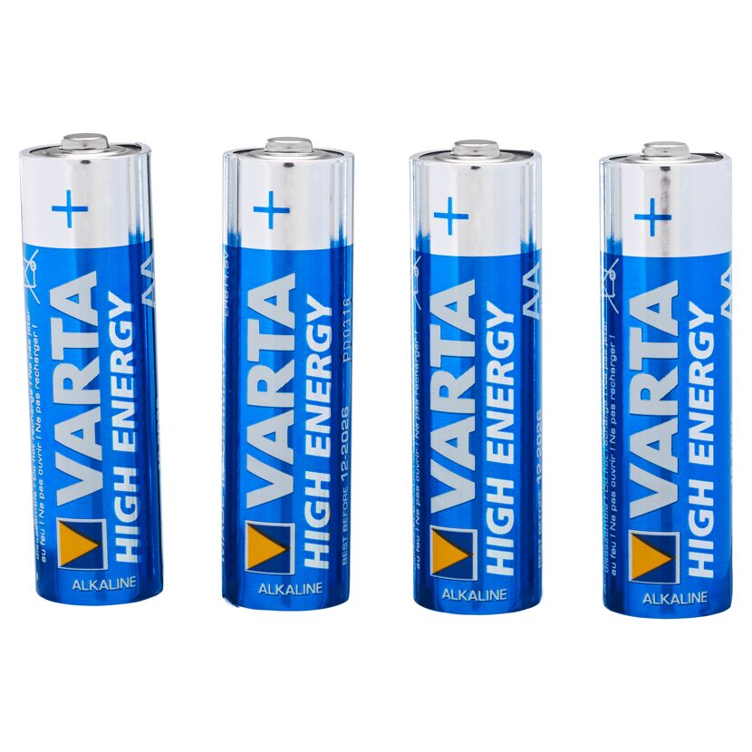 Vier Varta High Energy AA Alkaline Batterien