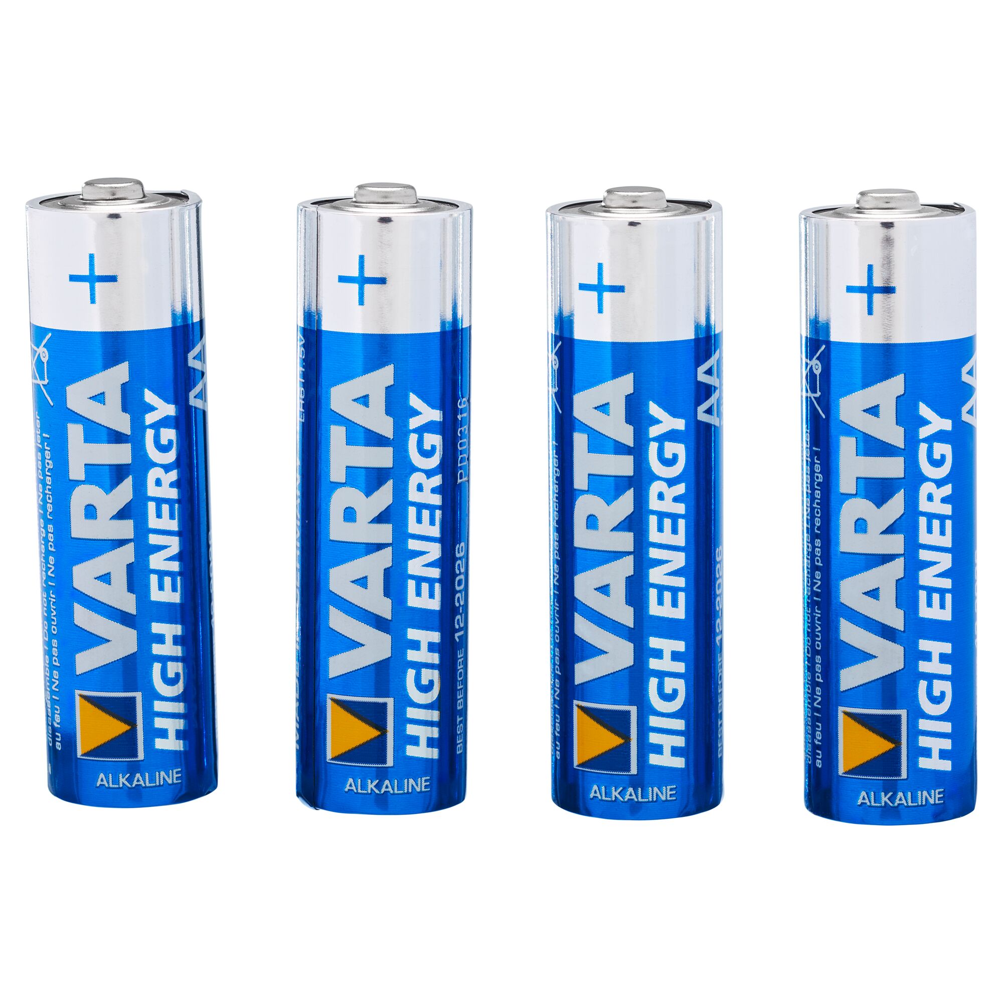 Vier Varta High Energy AA Alkaline Batterien