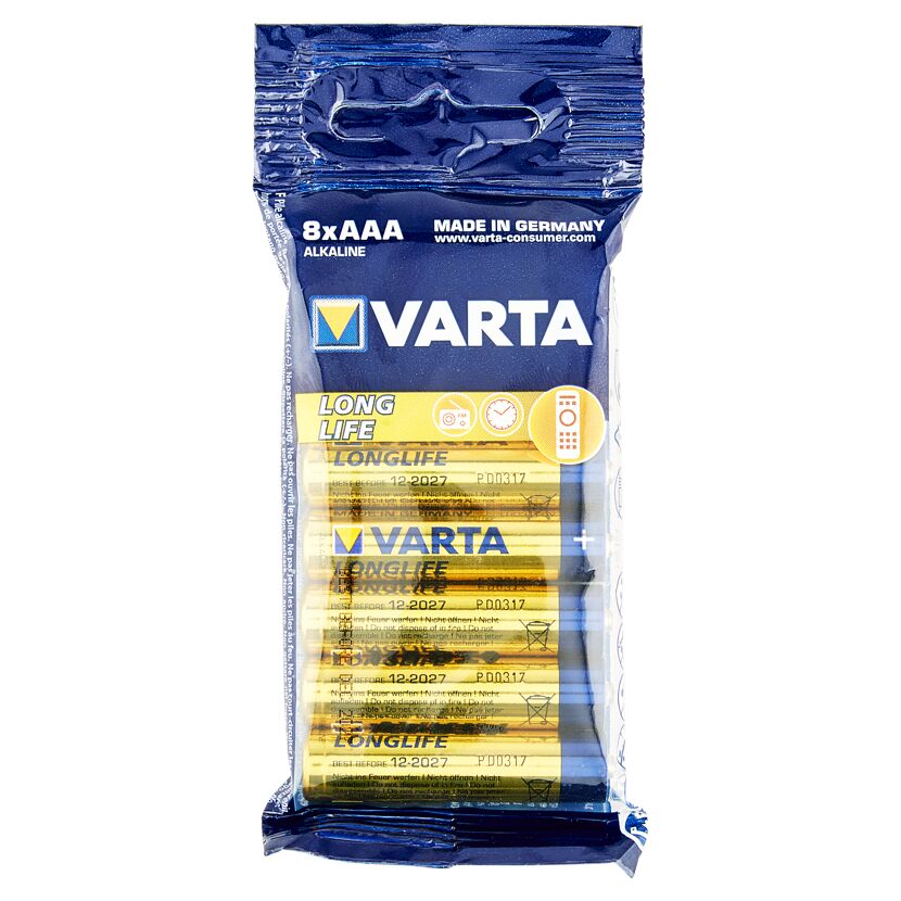 8 Varta Longlife Batterien AAA Alkaline in Verpackung