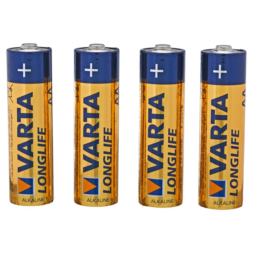 Vier Varta Longlife AA Alkaline Batterien