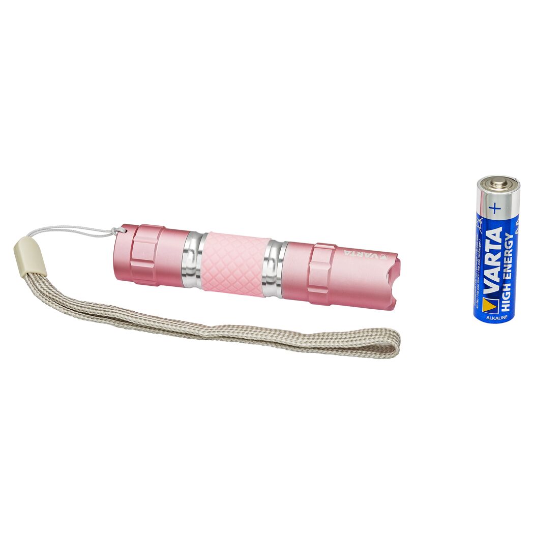 Rosafarbene VARTA Taschenlampe mit Batterie