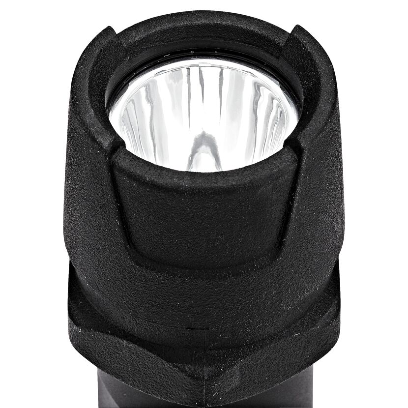 Nahaufnahme einer schwarzen Taschenlampe