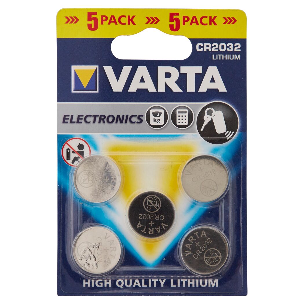 Fünf Knopfzellenbatterien CR2032 von Varta
