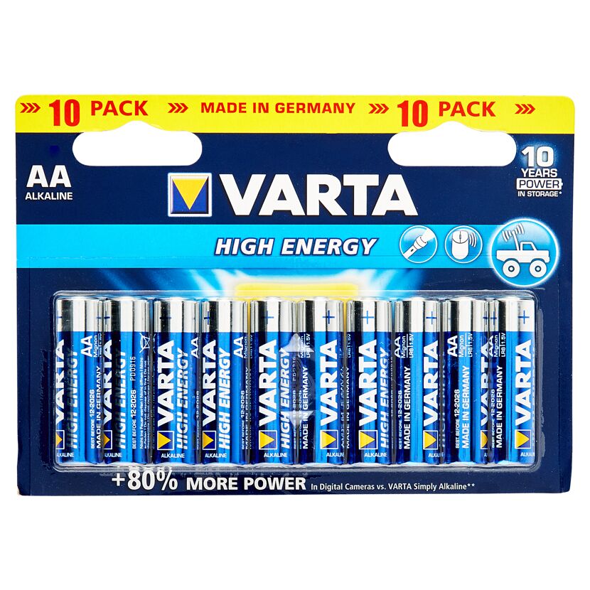 10er Pack Varta High Energy AA Alkaline Batterien