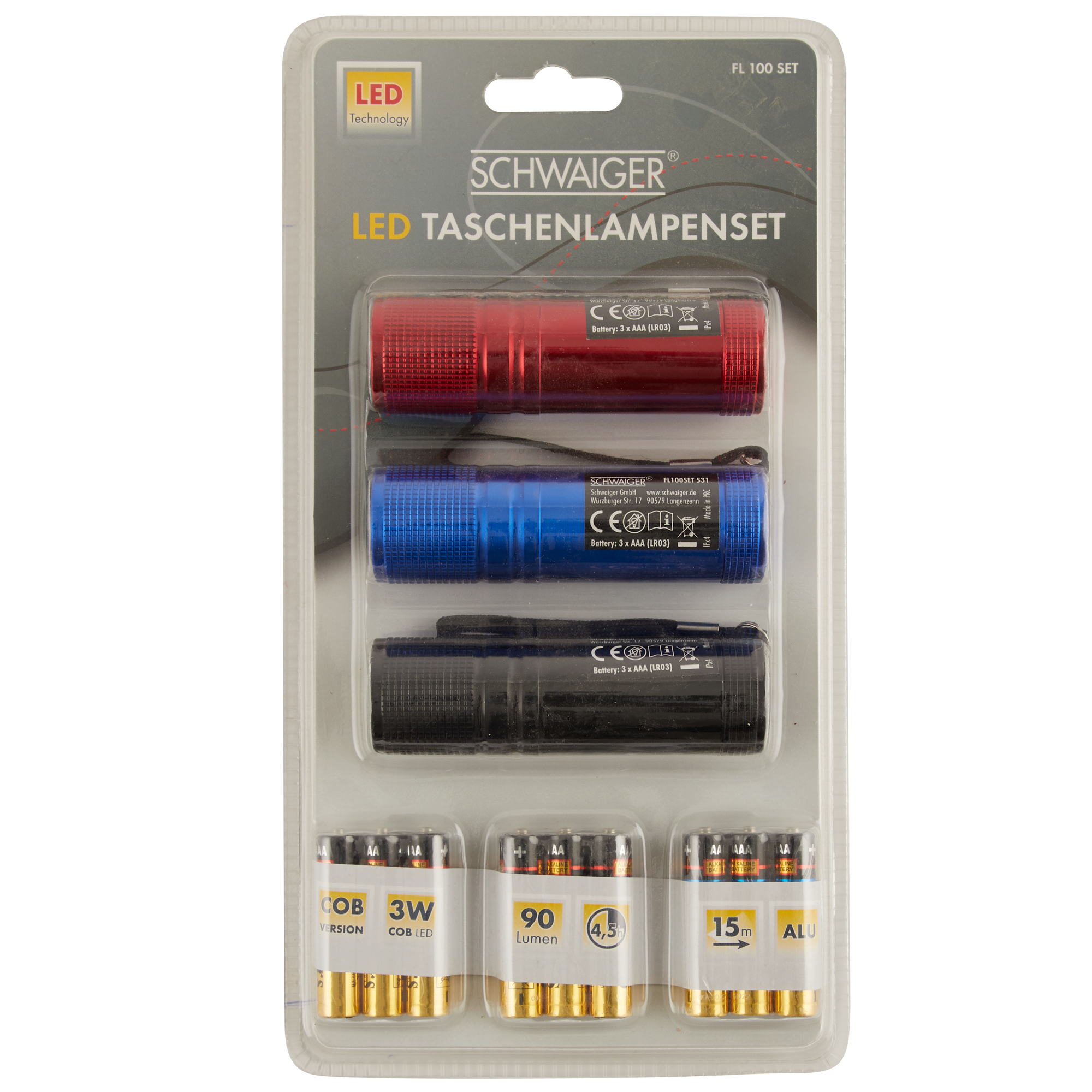 LED Taschenlampenset 3-Stück + product picture