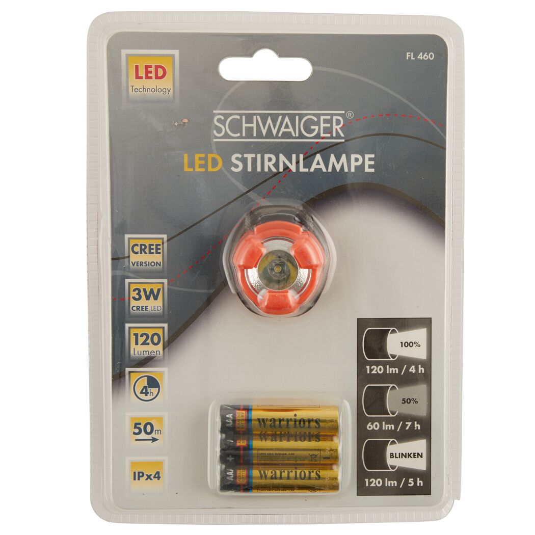 LED Stirnlampe von Schwaiger mit Batterien