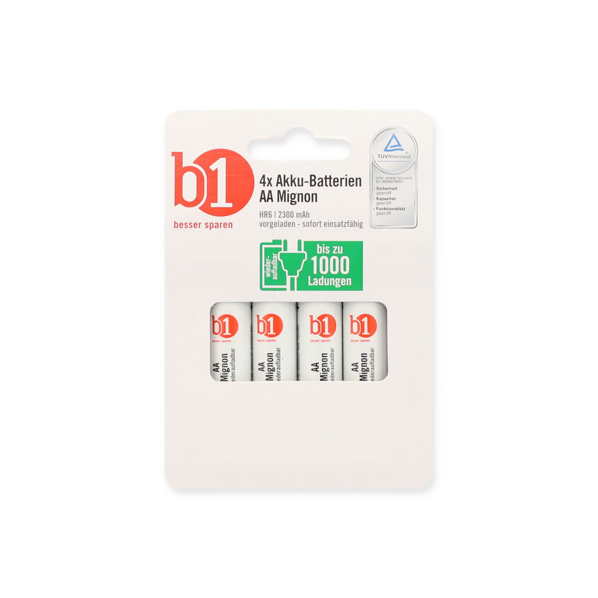 4 B1 Akku-Batterien AA Mignon