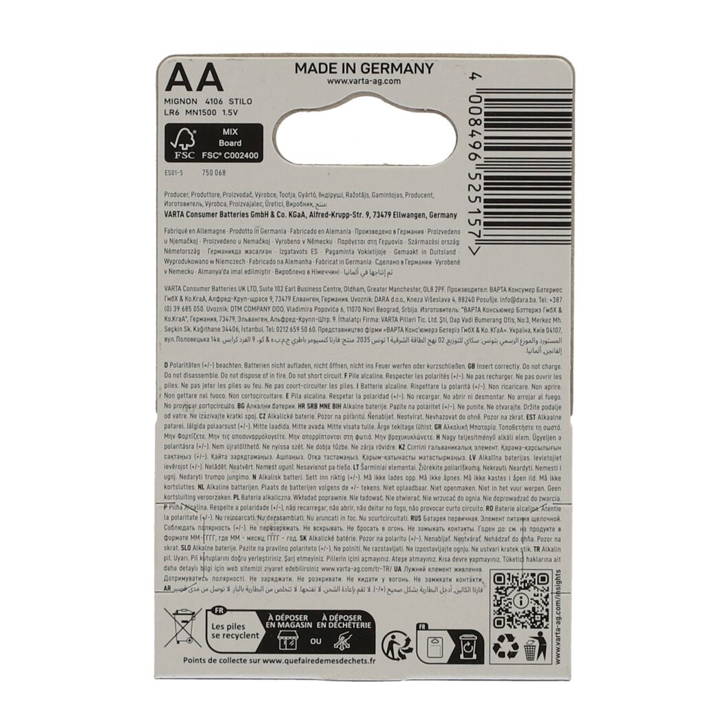 Batterie Longlife 1,5 V AA LR6 4 Stück
