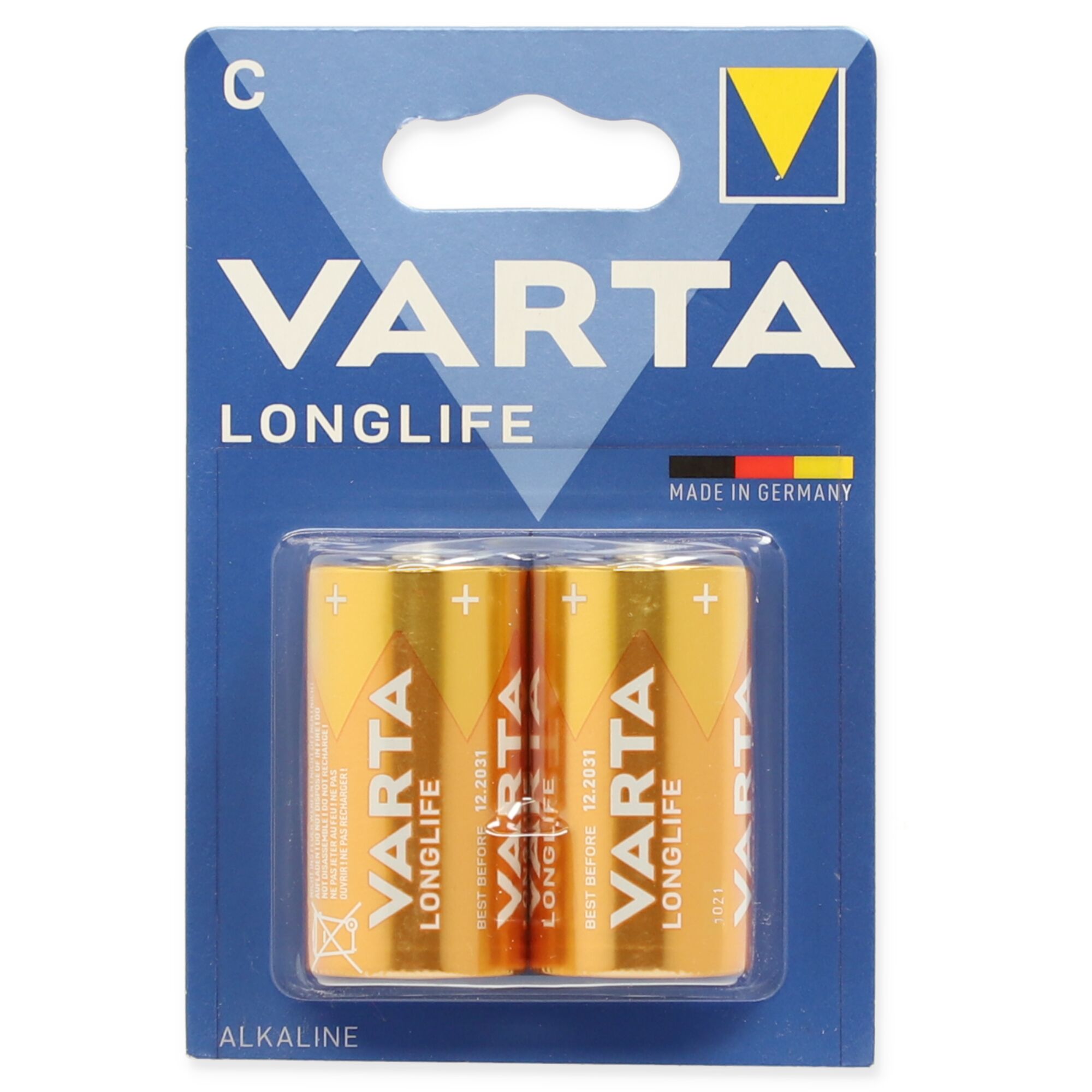 Zwei Varta Longlife C Batterien in einer Blisterpackung