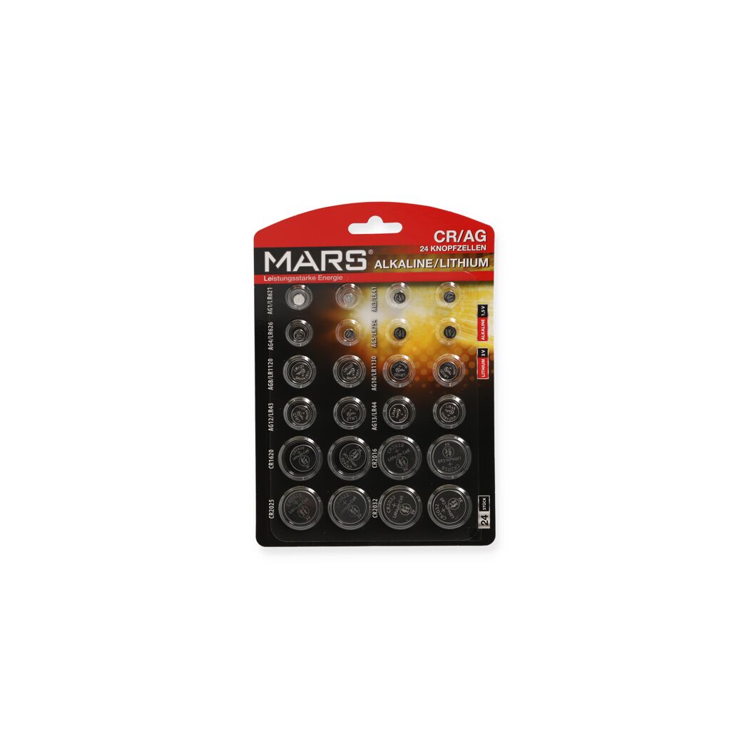 Mars Knopfzellen 24 Stück Alkaline / Lithium
