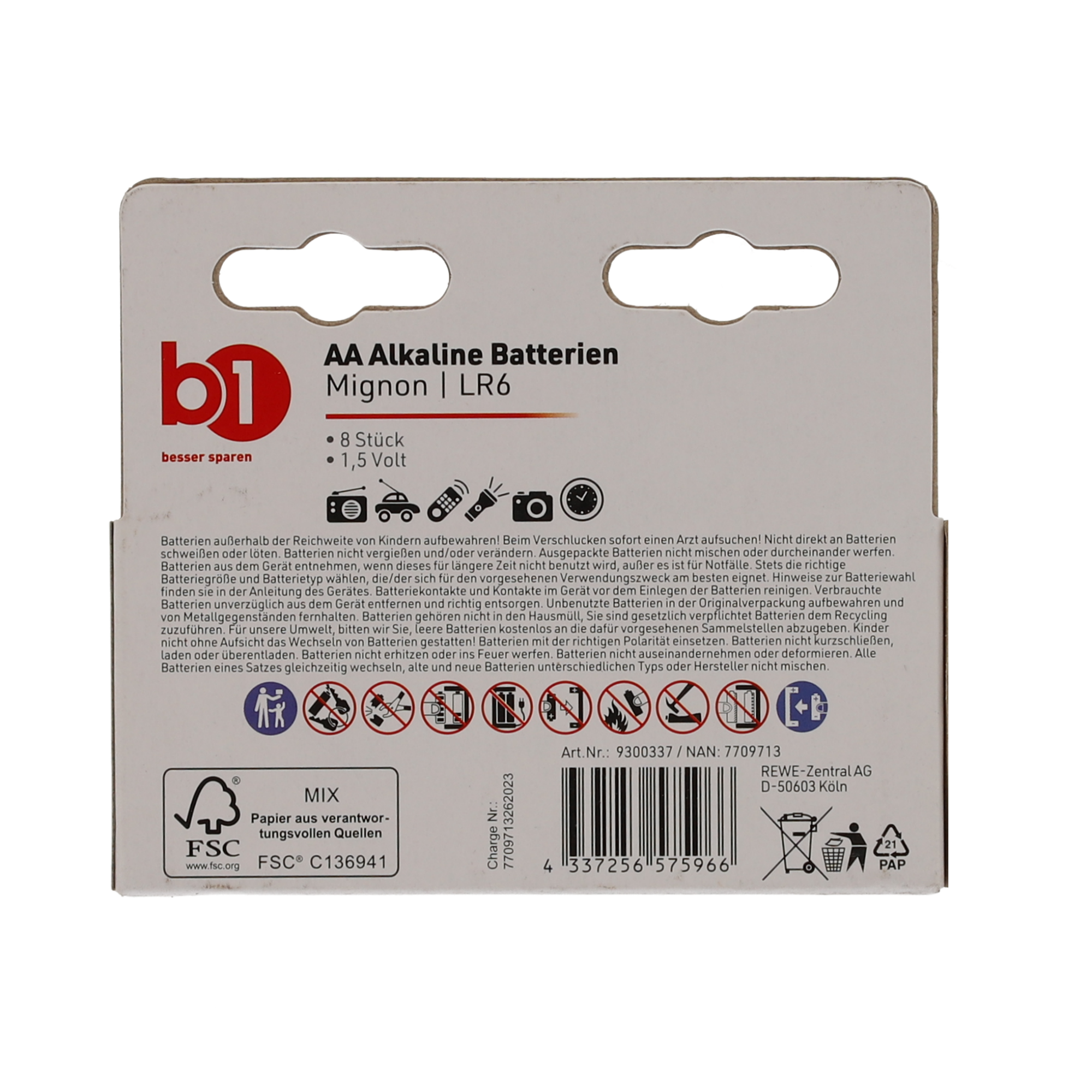 Mignon-Batterie 1,5 V AA LR6 8 Stück