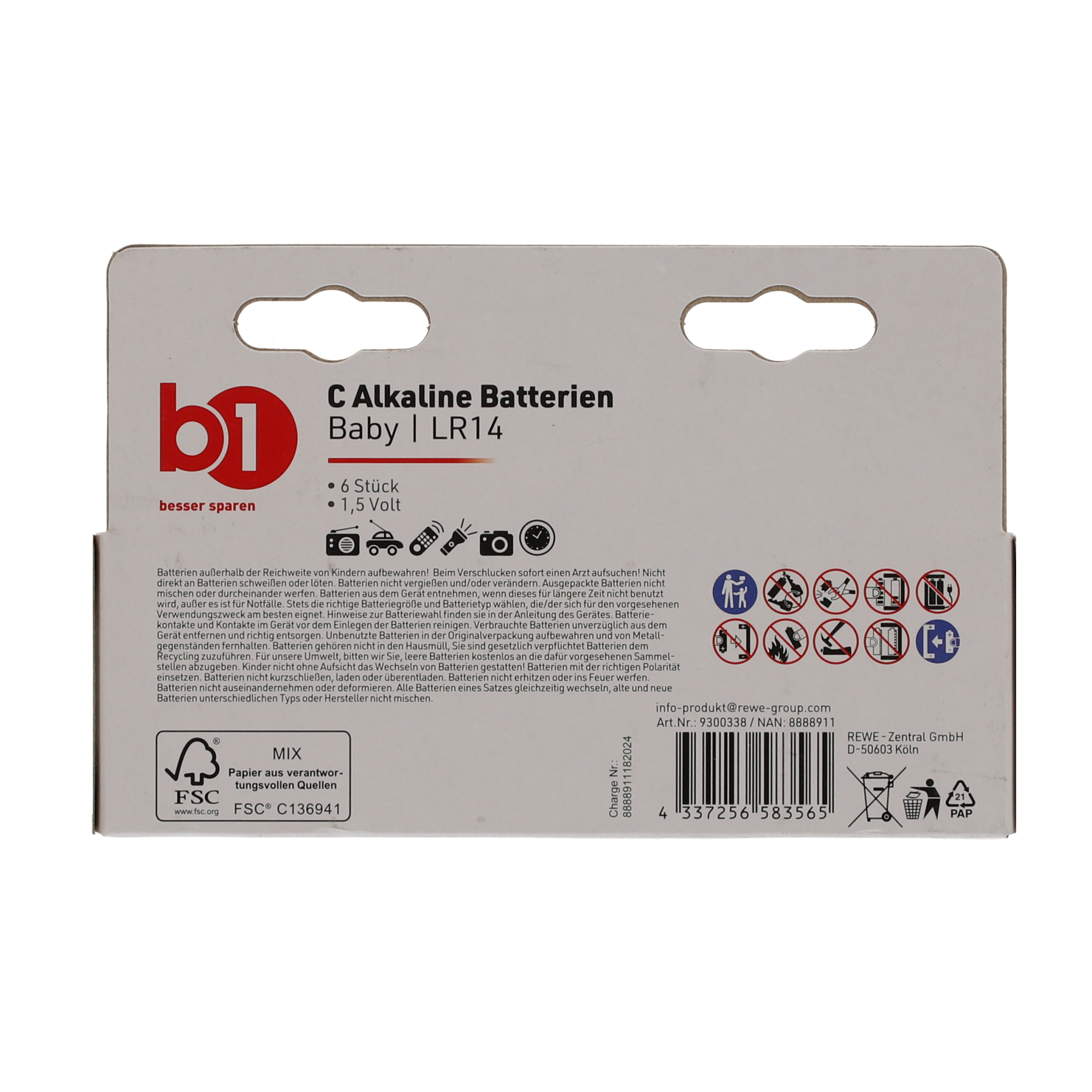 Baby-Batterie 1,5 V C Baby 6 Stück