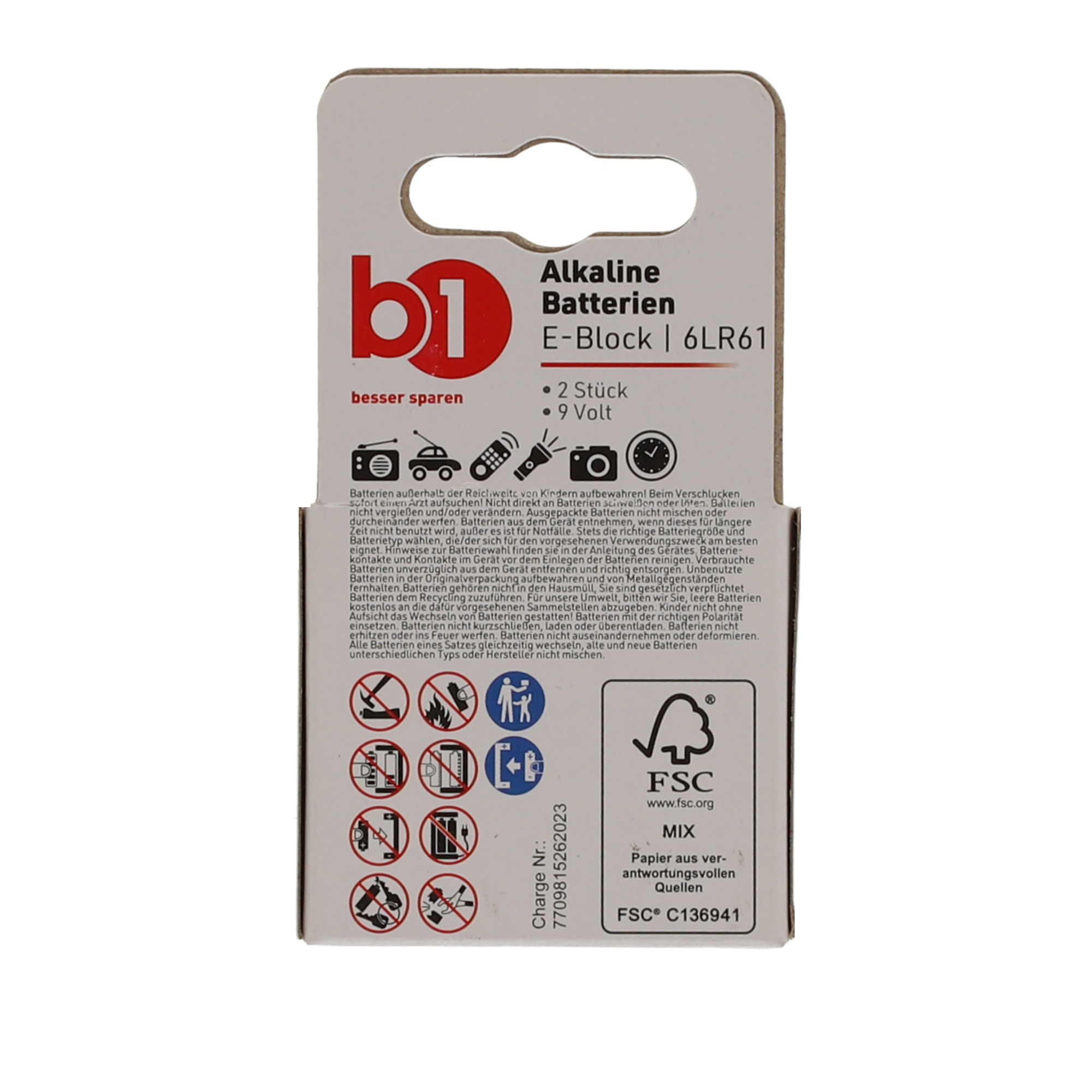 Batterie 9 V E-Block 2 Stück