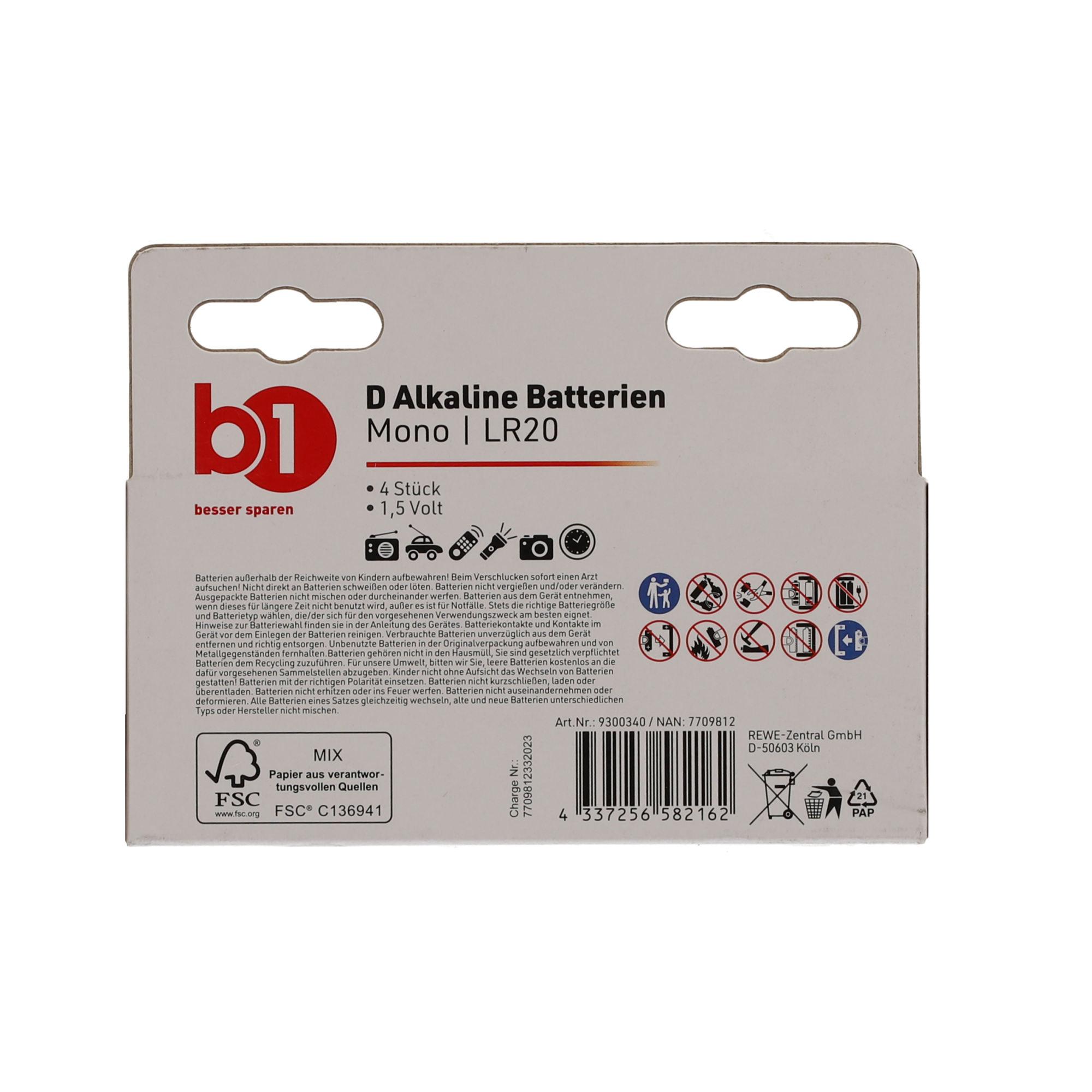 Mono-Batterie 1,5 V D 4 Stück