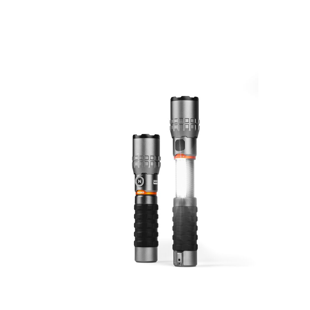 Zwei graue und schwarze LED-Taschenlampen Nebo Slyde King