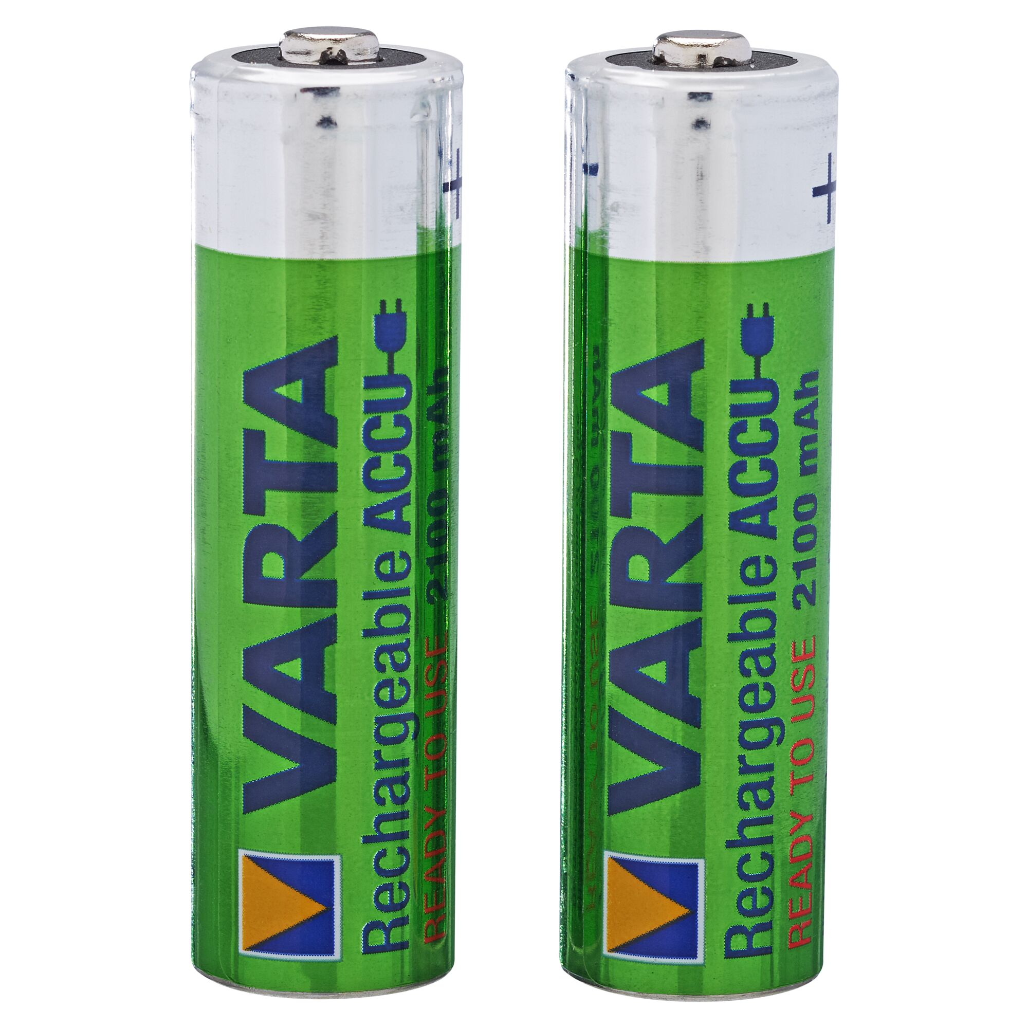 Zwei grüne Varta Akkus Typ AA, 2100 mAh