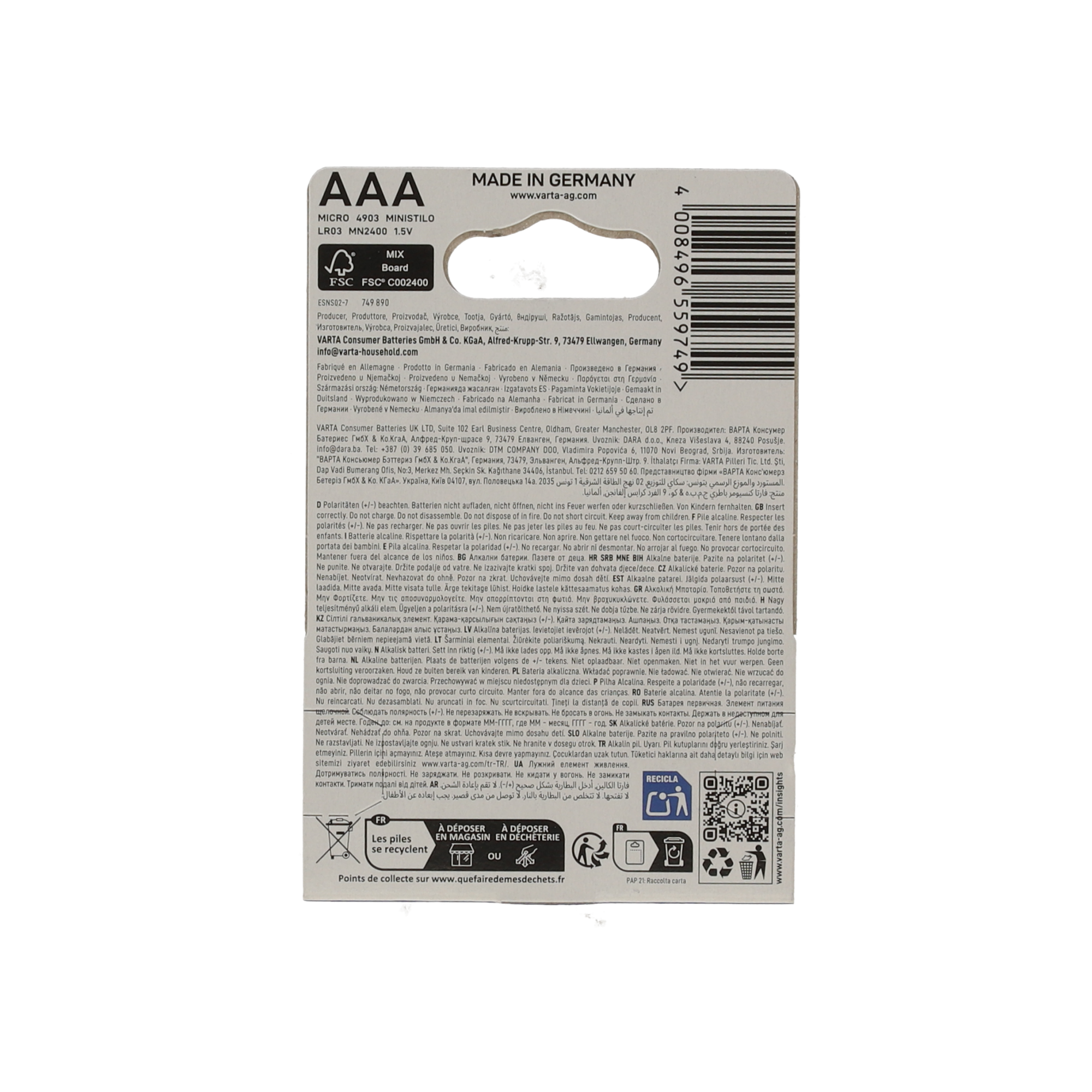 Batterie Longlife Power AAA Alkaline 4 Stück