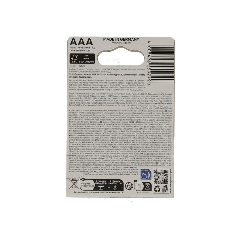Batterie Longlife Power AAA Alkaline 4 Stück