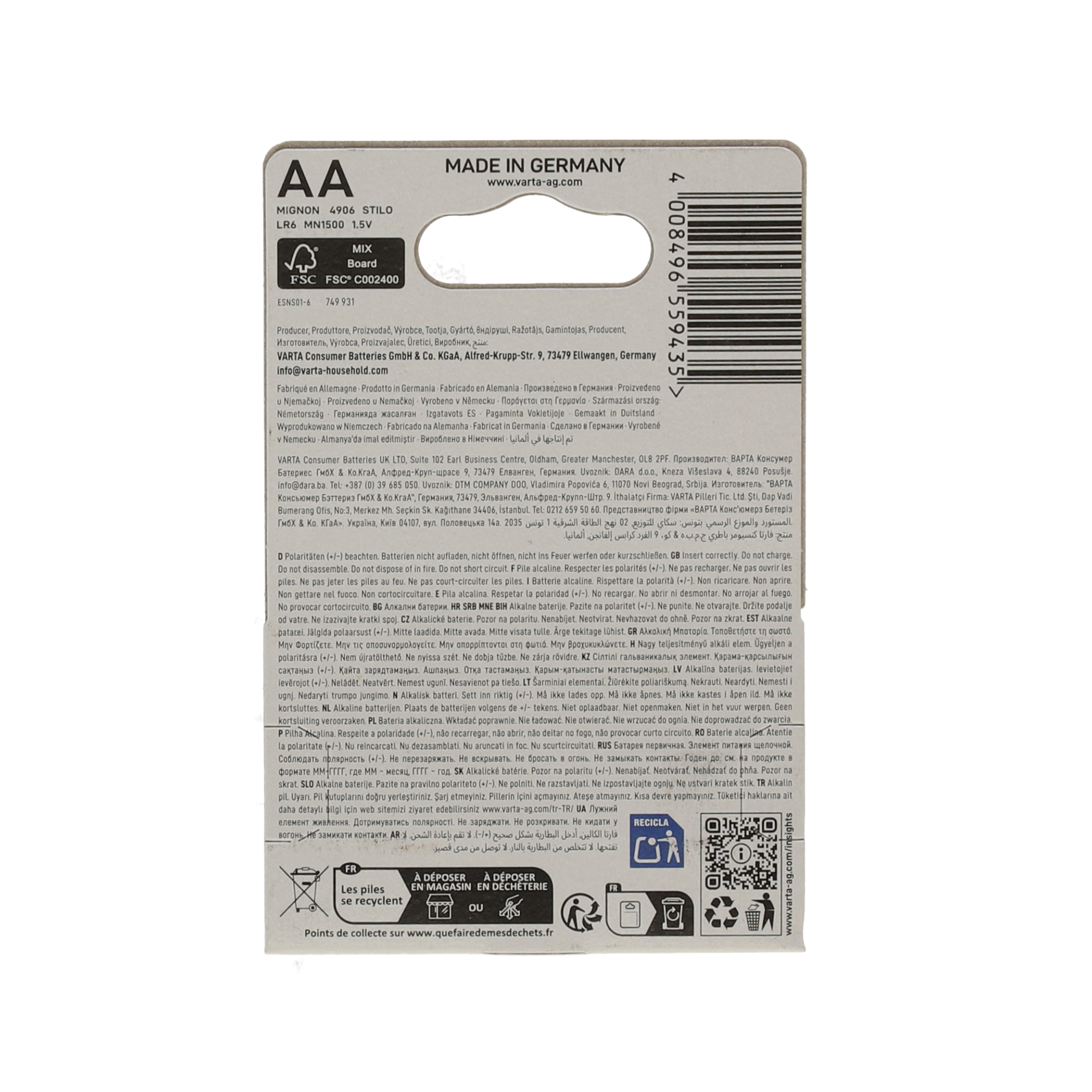 Batterie Longlife Power AA Alkaline 4 Stück
