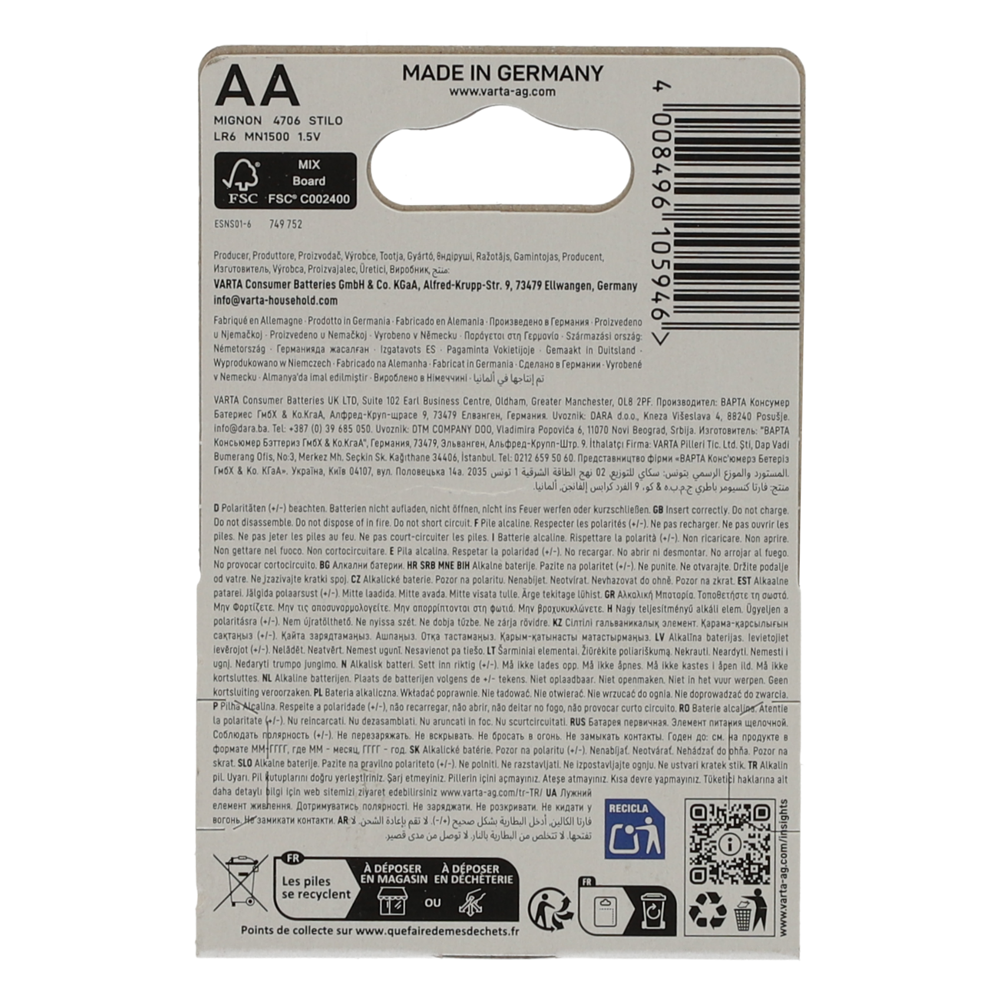 Batterie Max Tech 1,5 V AA LR6 4 Stück