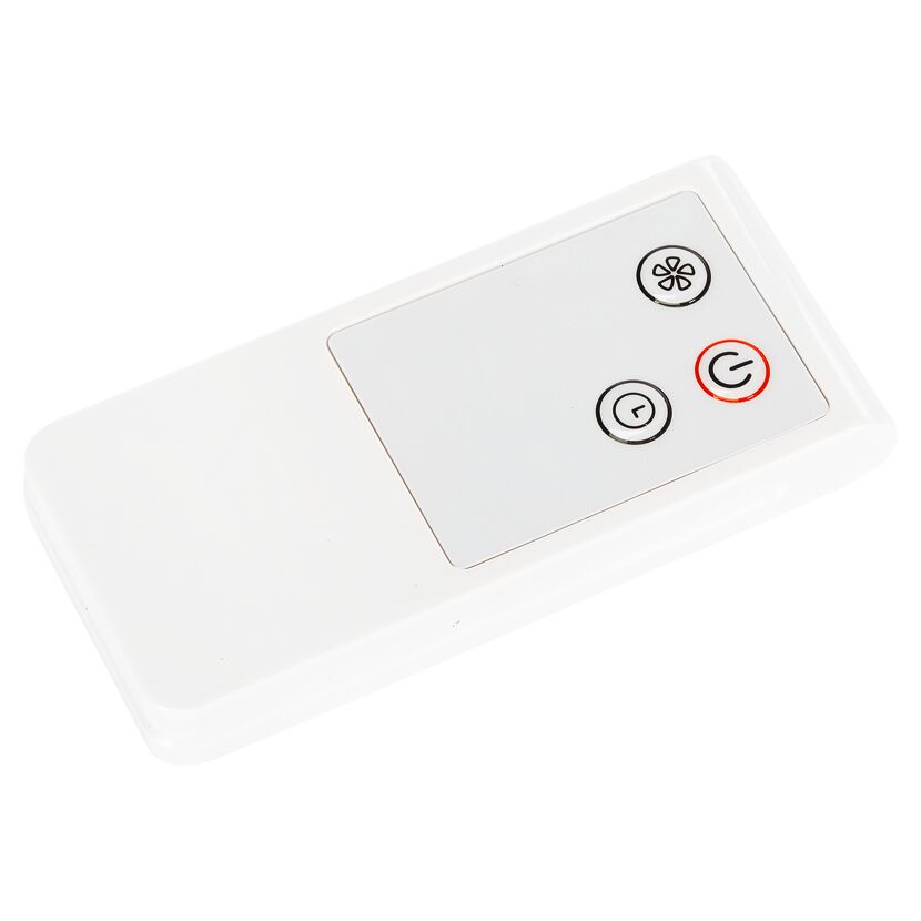 Weiße Fernbedienung für einen Standventilator.