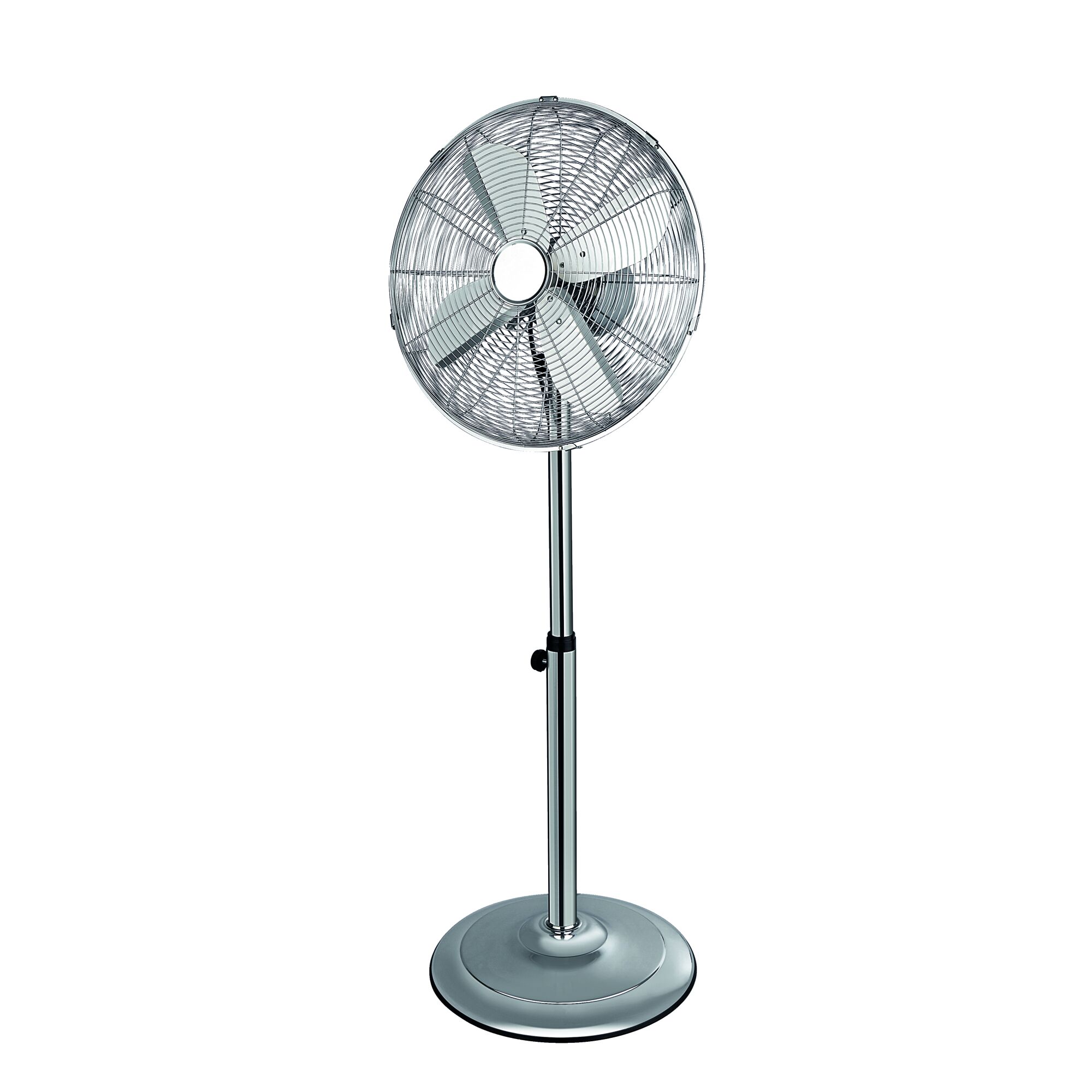 Chromfarbener Standventilator