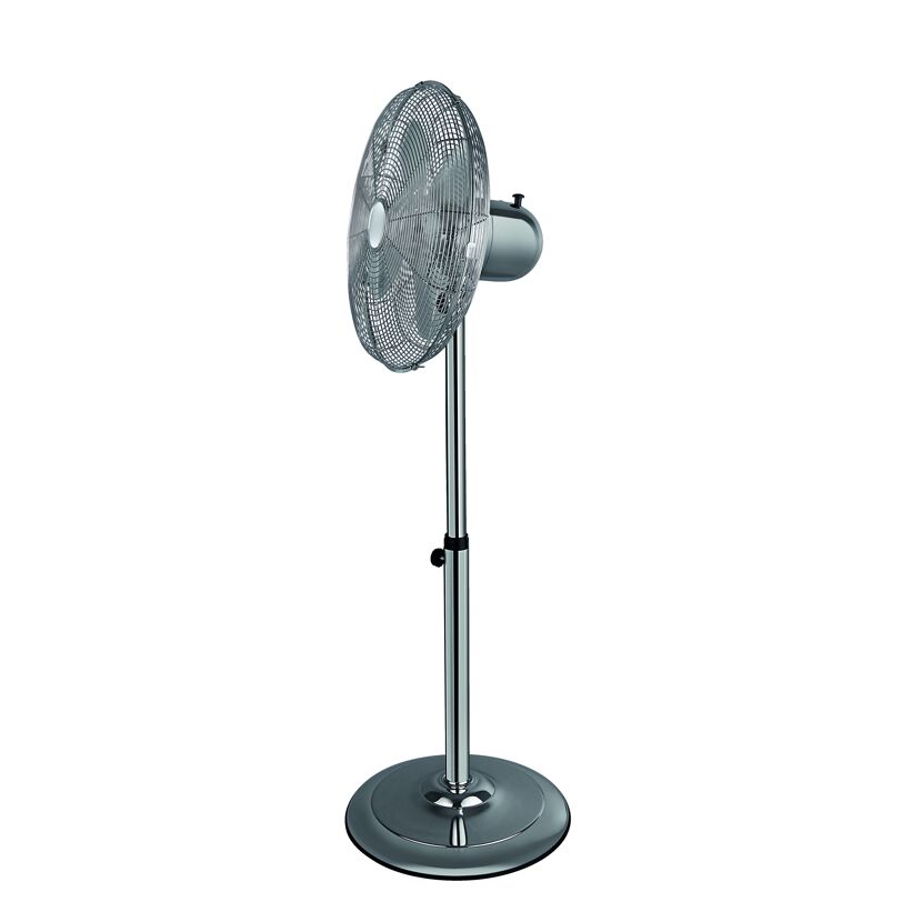 Chromfarbener Standventilator