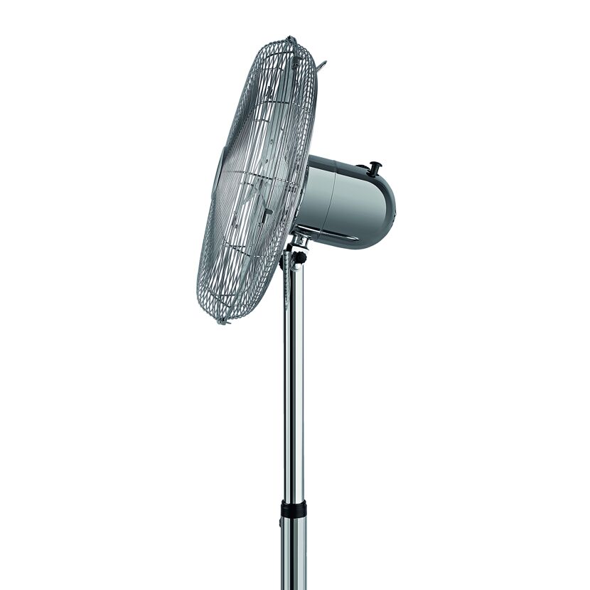 Chromfarbener Standventilator