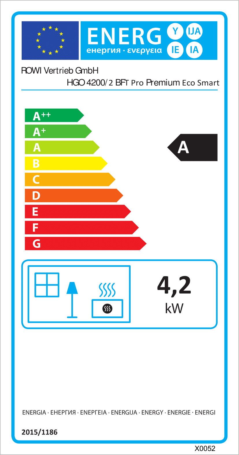 Gas-Heizofen 'Blue Flame Pro Premium Eco Smart' schwarz, mit Thermostat + product picture