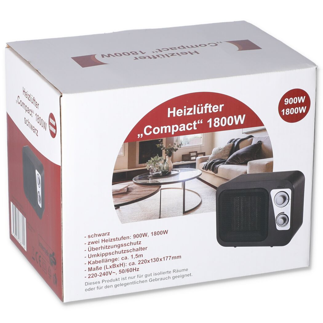 Heizlüfter 'Compact' 1800 W schwarz