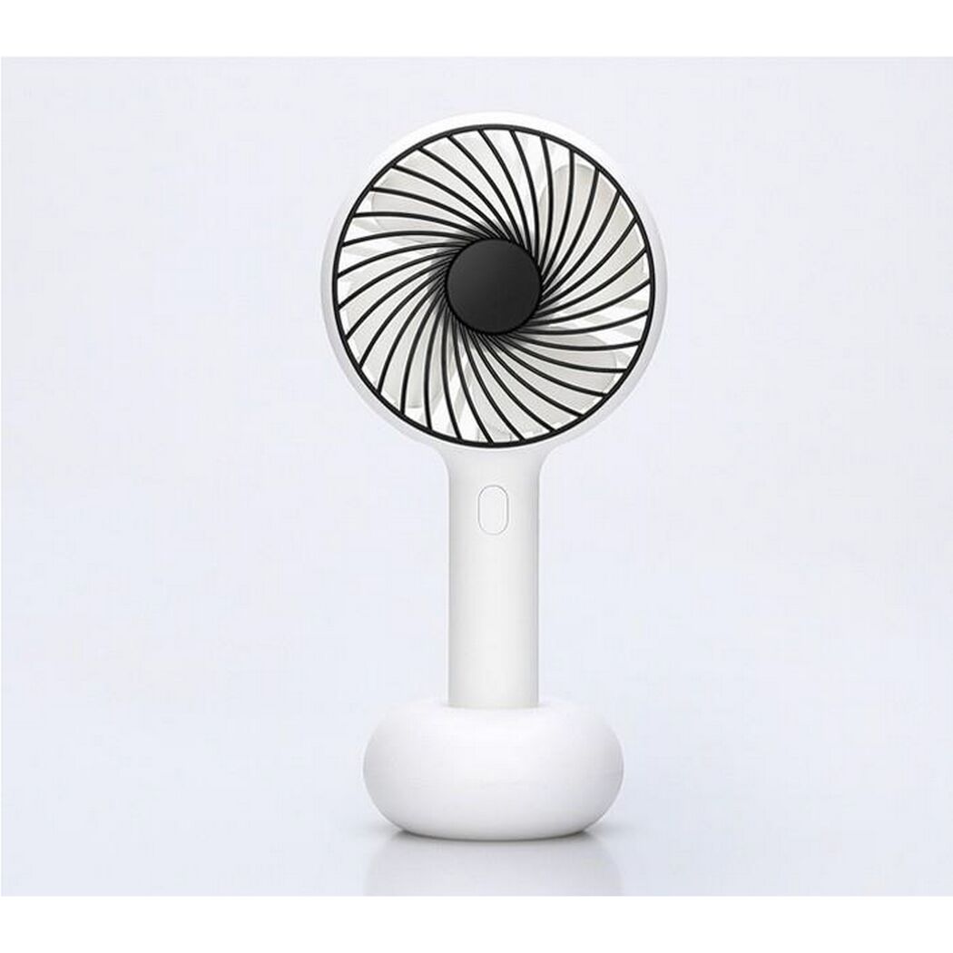 Weißer Handventilator mit schwarzem Rotor