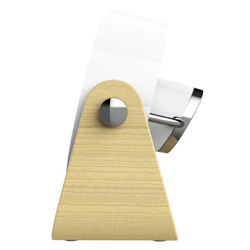 Weißer Tischventilator SBS1USB von Vornado mit Holzfuß in Seitenansicht