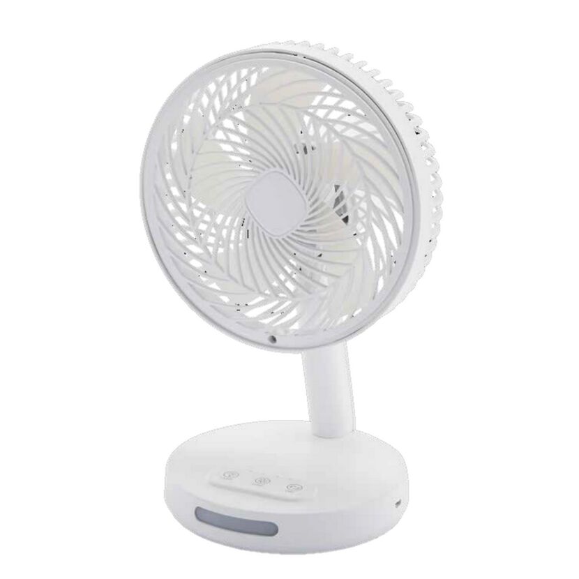 Weißer Tischventilator mit Akku