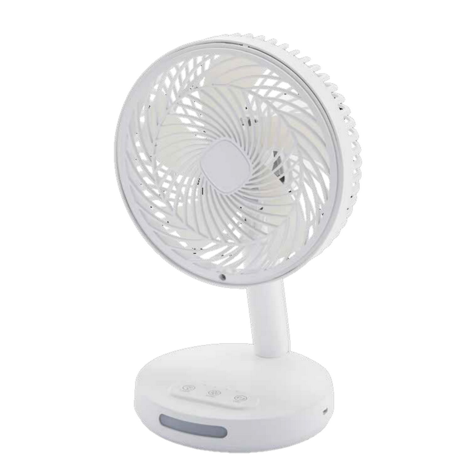 Weißer Tischventilator mit Akku