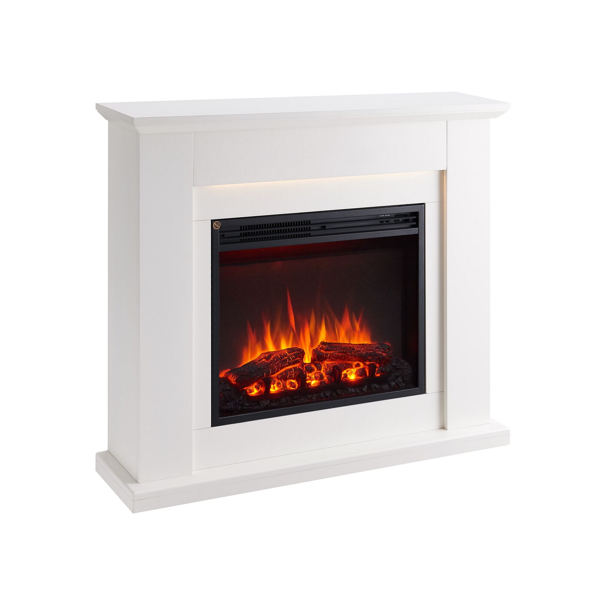 Weißer Elektrokamin Hektor mit Flammensimulation