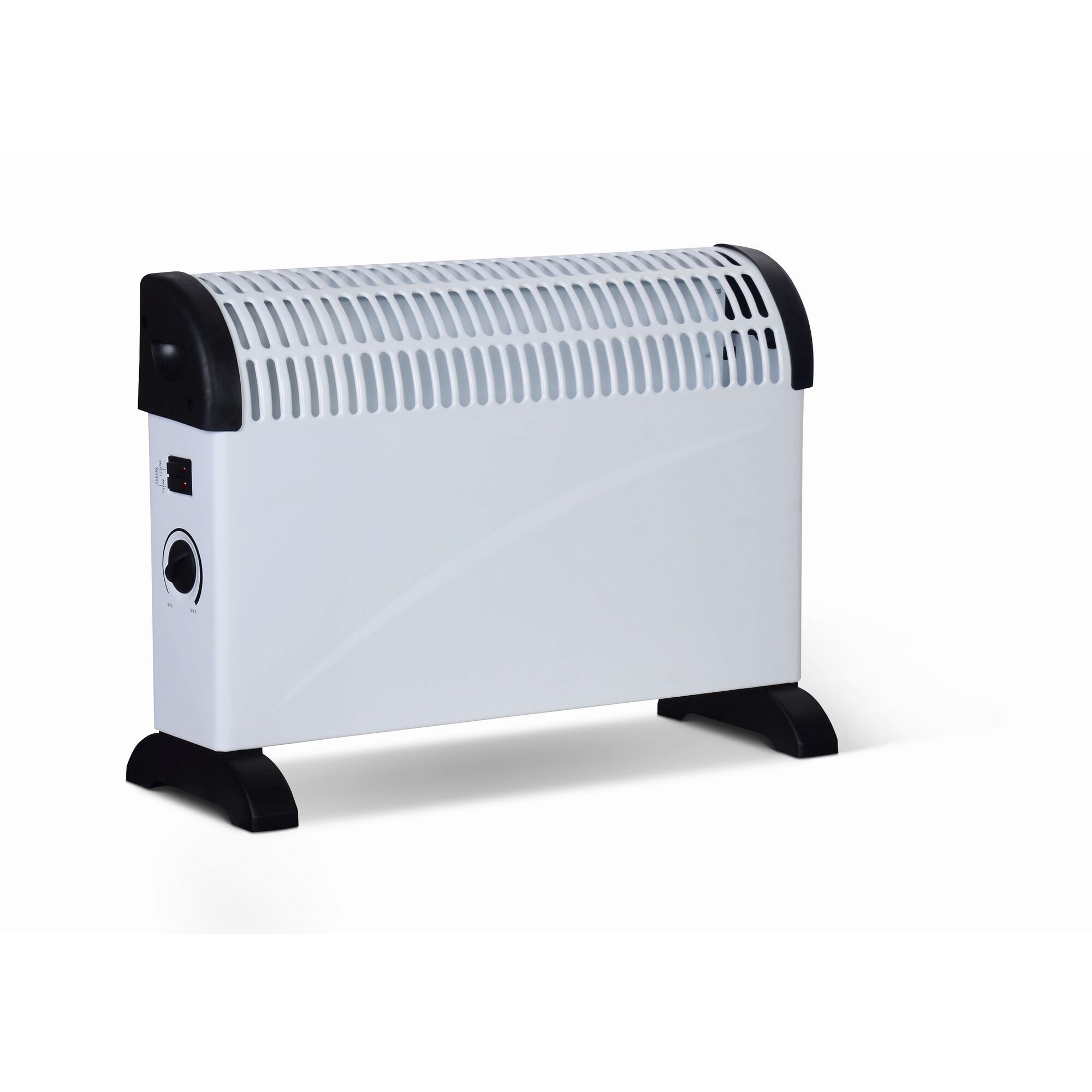 Weißer Elektroheizer mit schwarzem Fuß