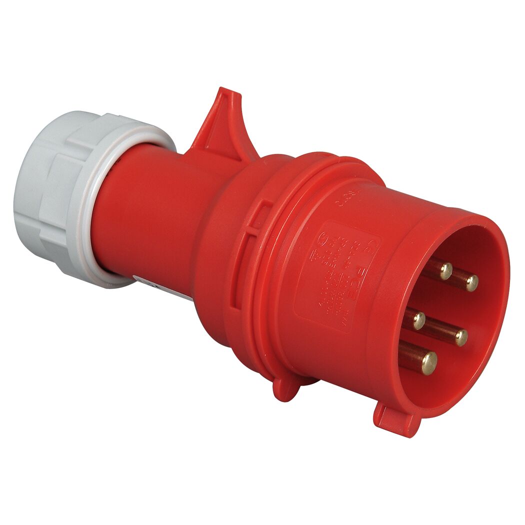 Roter CEE-Stecker mit fünf Polen
