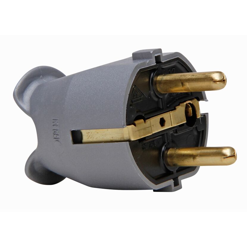 Grauer Schutzkontaktstecker