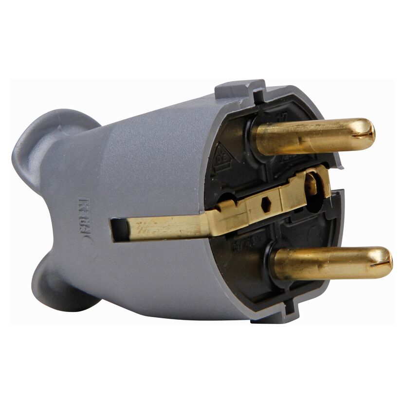 Grauer Schutzkontaktstecker