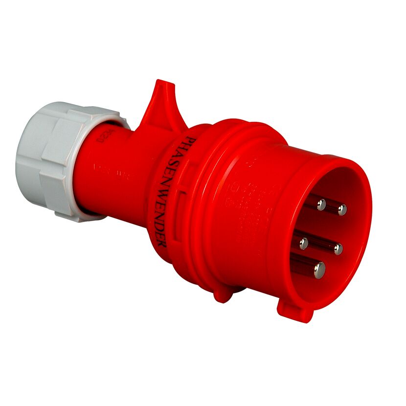 Roter CEE-Stecker mit fünf Polen