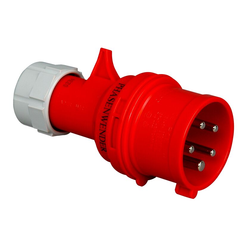 Roter CEE-Stecker mit fünf Polen