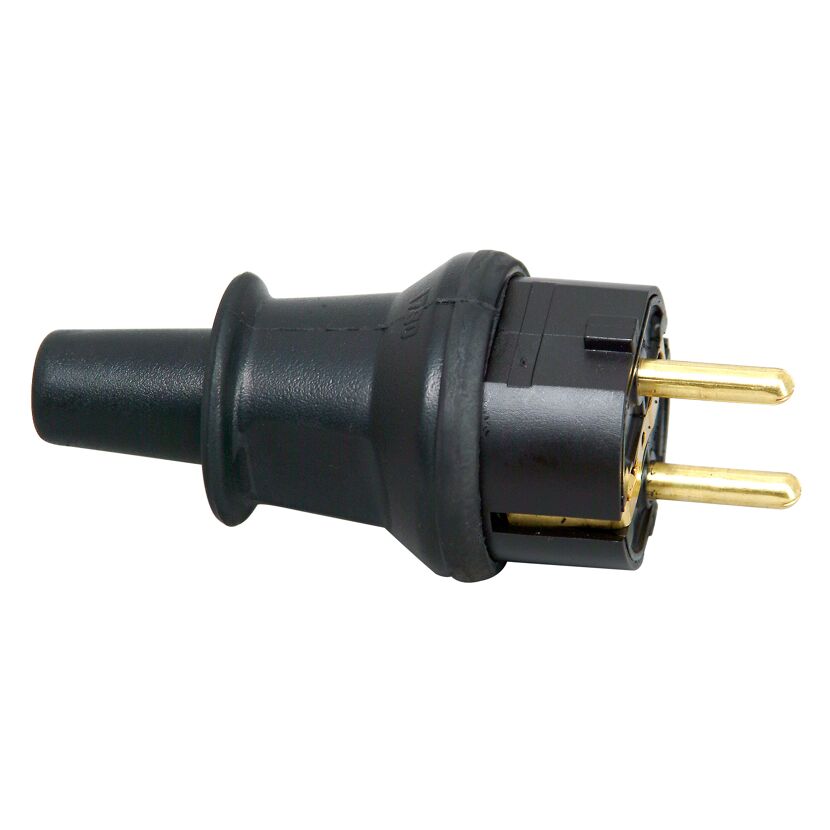 Schwarzer Schuko-Stecker mit Knickschutz